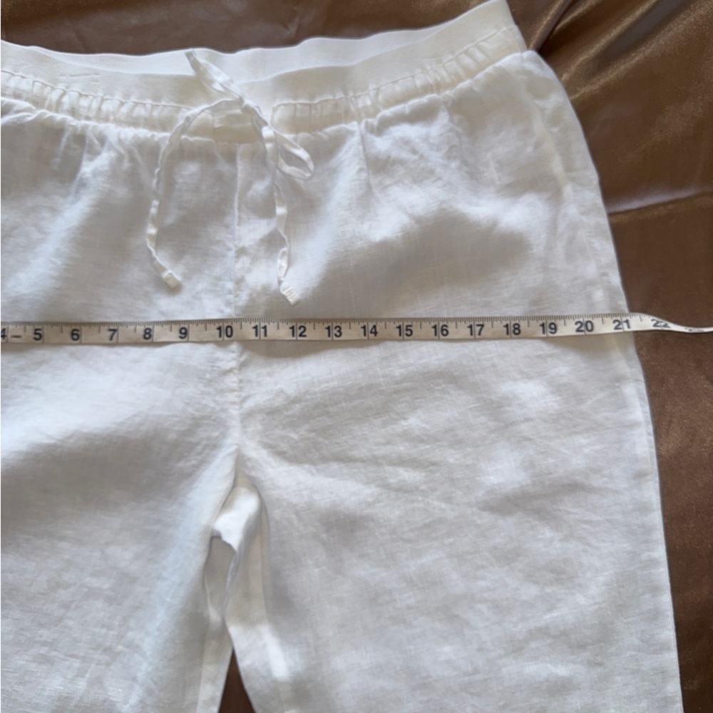 Ellen Tracy New White Linen Pants Drawstring Wide Leg Timeless Classic Medium - Picture 10 of 14